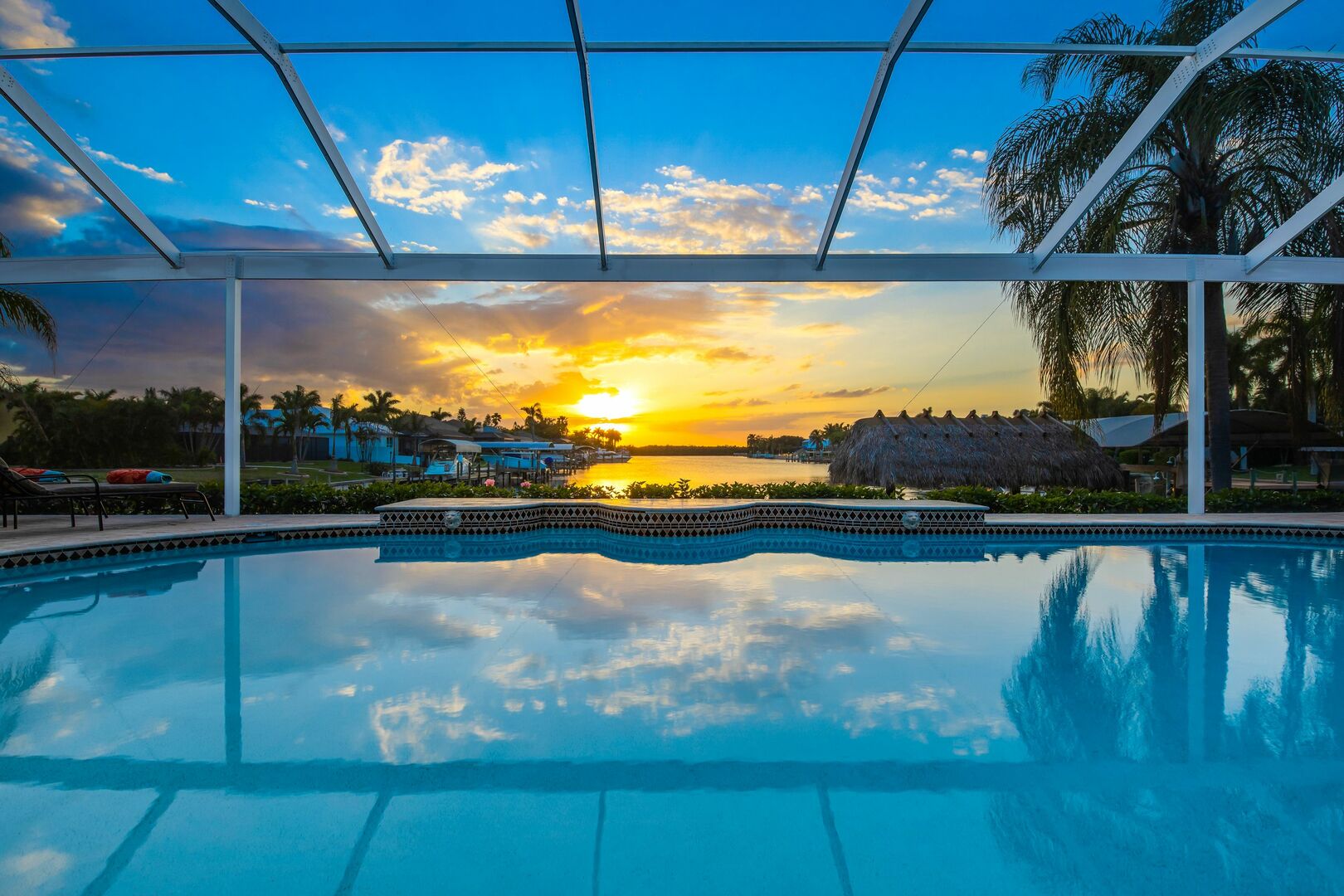 An enclosed private pool at one of our Cape Coral vacation rentals.